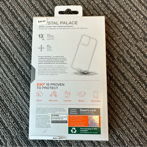 ZAGG Gear4 Crystal Palace Snap Case iPhone 12 Pro Max - Picture 2 of 3